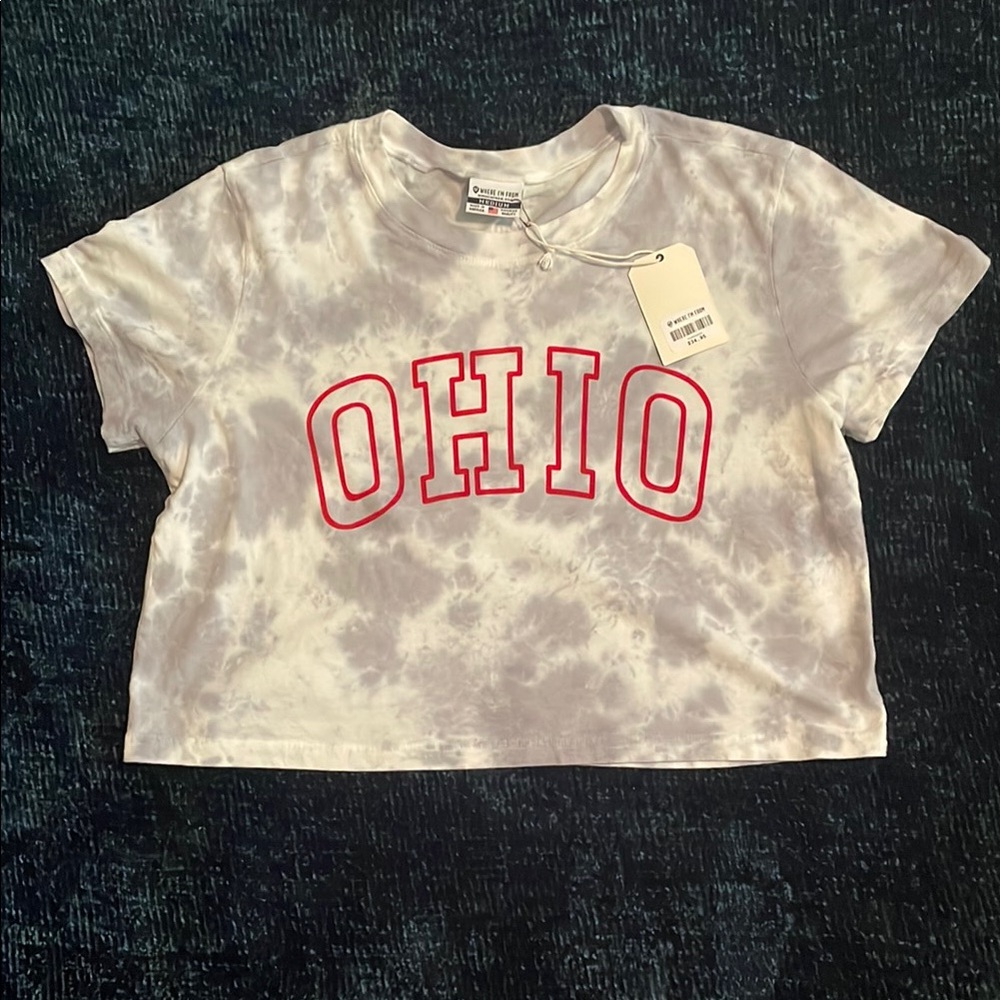 Ohio Women’s Crop Top Tie-Dye T-Shirt - Gray
